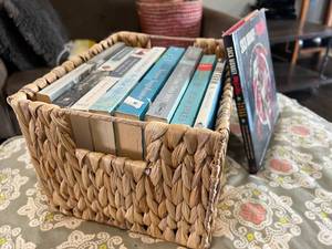 Tall BenchTable & Basket of Books