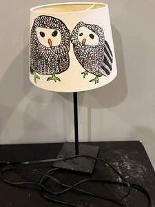 Black Table with Owl Lamp