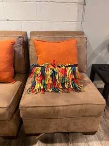 Pair of Brown Armless Chairs