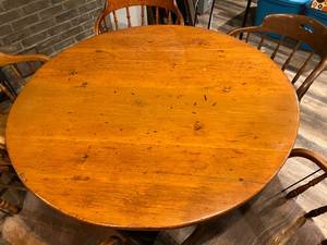 Antique Flip Top Round Dining Table and Chairs