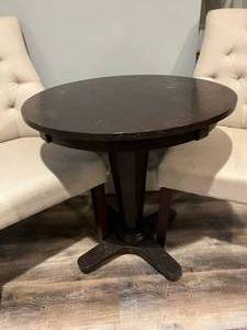 Two Tufted Cream Accent Chairs
