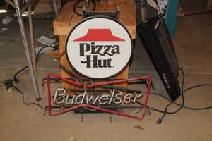 lot 403 image: Pizza Hut Budweiser Neon Light