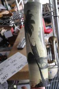 lot 508 image: Palm Tree Painted Bamboo Wall Art