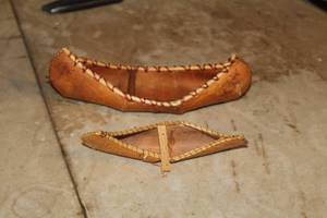lot 527 image: Lot of (2) Canoe Birch Bark Table Dcor