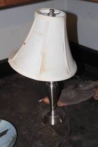 lot 851 image: 18 Brushed Metal Table Lamp with Shade