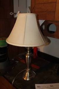 lot 852 image: 26 Brushed Metal Table Lamp with Shade