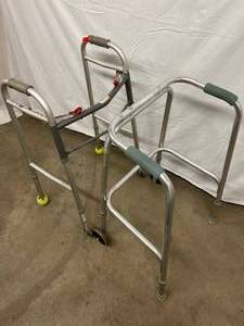 MSRP $200 Guardian 30755P Easy Care Folding Walker With Wheels - Like NEW Condition Plus 1 More Walker With Wheels