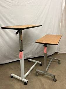 Lot of 2 Overbed Table - Both Are Hard To Raise Up &amp Down