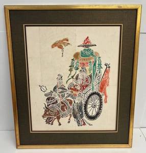 lot 10 image: Vintage Framed Temple Rubbing Frame Is 24 12 x 28 12