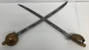 lot 1 image: Pair Of Antique Swords Made In Spain 31 Long