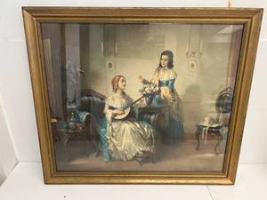 lot 14 image: Louis Jambor Antique Print Framed Behind Glass 33 12 x 28 12