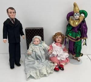 lot 52 image: Group Of Vintage Dolls  Including Abraham Lincoln And More