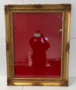 lot 129 image: 41 12 x 32 Vintage Ornate Frame With Glass Shadow Box (Frame Has Chips Needs Gold Paint)