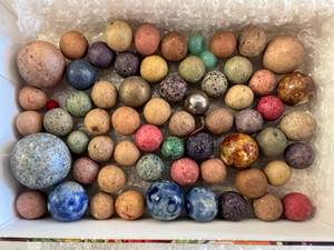 lot 134 image: Group Of Vintage Clay Marbles