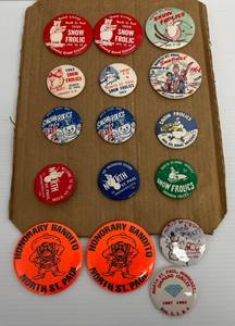 lot 158 image: Group Of Misc. Vintage Snow Frolics Buttons And More