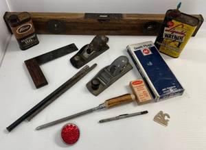 lot 167 image: Group Of Misc Vintage Items Including Advertisement Containers,Tools And More