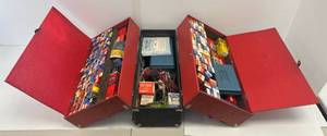 lot 199 image: Vintage Aluminum TV Repairmans Case With Vintage Tubes And Parts, Manuals, And More