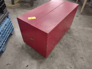 lot 37 image: Folding Wood Cabinet on Wheels, 48x...