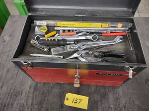 lot 137 image: Toolbox with Assorted Tools...