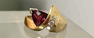 lot 21 image: Gorgeous Rhodolite Garnet and Diamond 14k Ring