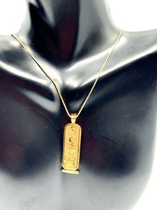 lot 5 image: 14k Egyptian Cartouche Pendant on 14k Chain