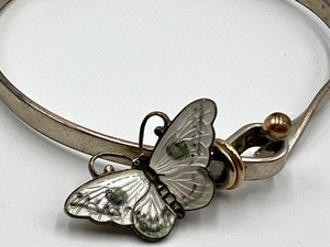 lot 24 image: Sterling Silver Bracelet and Enamel Butterfly Brooch