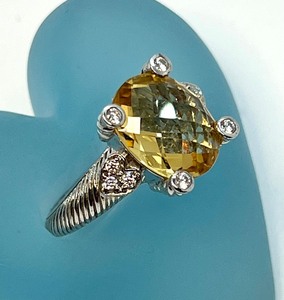 lot 37 image: Dazzling Judith Ripka Sterling and Cubic Zirconia Citrine Ring