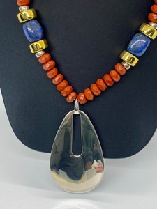lot 53 image: RLM Studio Beautiful Sterling Pendant and Stone Beaded Necklace