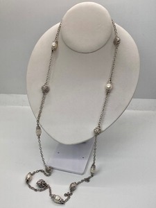 lot 50 image: Lovely Judith Ripka Sterling and Fresh Water Pearl 36 Necklace