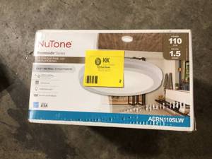 lot 2 image: Broan-NuTone Roomside Series Decorative White 110 CFM Ceiling Humidity Sensing Bathroom Exhaust Fan with LED Panel Customer Returns See Terms on Auction
