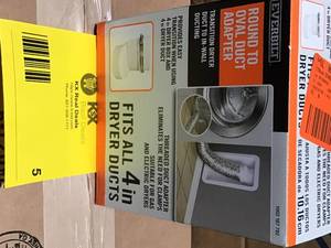 lot 5 image: Everbilt 4 in. Round to Oval Dryer Duct Adapter Customer Returns See Terms on Auction