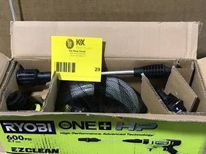 lot 29 image: RYOBI ONE HP 18V Brushless EZClean 600 PSI 0.7 GPM Cordless Cold Water Power Cleaner (Tool Only)  Customer Returns See Terms on Auction