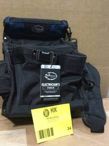 lot 34 image: DEAD ON TOOLS 11 in. 14-Pocket Electricians Professional Tool Pouch in Black with Steel Loop and Clip to Hold Tools Securely Customer Returns See Terms on Auction