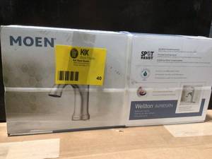 lot 40 image: MOEN Wellton 4 in. Centerset Single Handle Bathroom Faucet in Spot Resist Brushed Nickel Customer Returns See Terms on Auction