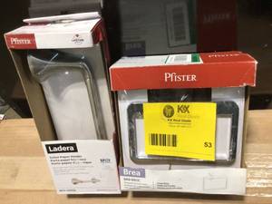 lot 53 image: Lot of 2 Assorted Pfister Bathroom Items Customer Returns See Terms on Auction