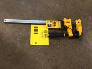 lot 72 image: DEWALT 12 in. 600 lb. Bar Clamp w2.5 in. Throat Depth Customer Returns See Terms on Auction