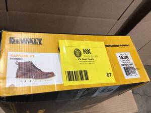 lot 67 image: DEWALT Mens Canton 6 Work Boots - Soft Toe - Walnut Pitstop Size 10.5(W) Customer Returns See Terms on Auction