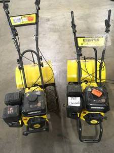 Lot of 2 Champion Power Equipment 19 in. 212cc 4-Stroke Gas Garden Counter Rotating Rear Tine Tiller with Self-Propelled Agricultural Tires - Review all pictures