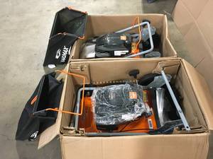 Lot of 2 YARDMAX 21 in. 170cc 3-in-1 Gas Walk Behind Push Lawn Mower with High Rear Wheels- Review all pictures