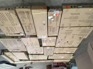 lot 19 image: Mix lot of Husky 2-Pack Steel Shelf Set in Black for Ready-to-Assemble Garage Gear Cabinet - Review all pictures