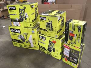 lot 26 image: Mix lot of Ryobi Tools, Pressure washers - Customer Returns - review all pictures
