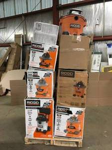 lot 31 image: Mix lot of Ridgid Shop vacuums - Various Sizes and Conditions - Review all pictures