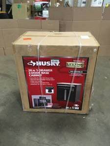 lot 32 image: Husky Ready-to-Assemble 24-Gauge Steel 1-Drawer 2-Door Garage Base Cabinet in Black (28 in. W x 33 in. H x 18 in. D - Review all pictures