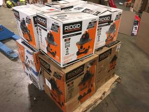 Pallet of Ridgid Shop Vaccums, Various Sizes and Conditions - Review all pictures