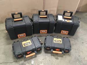 Lot of assorted RIDGID Pro Gear Cart Tool Box in Black- Lot of 5 - Review all pictures