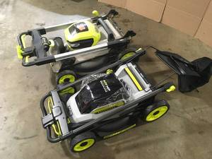 Mix Lot of 2 Ryobi battery Operated Lawn Mowers - review all pictures Customer Returns
