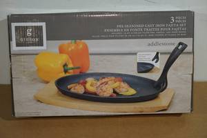 NEW Gibson 3 Piece Cast Iron Fajita Set