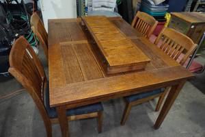 Wood Dining Table with a Leaf and 4 Chairs