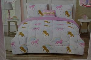 B Kids Metallic Unicorn Rainbow Comforter Set - Twin