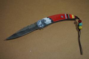 Master Collection Native American Theme Folding Knife